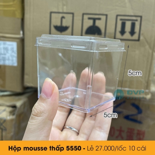 Ly nhựa mousse vuông thấp 5550 - 5x5cm (10c kèm nắp)